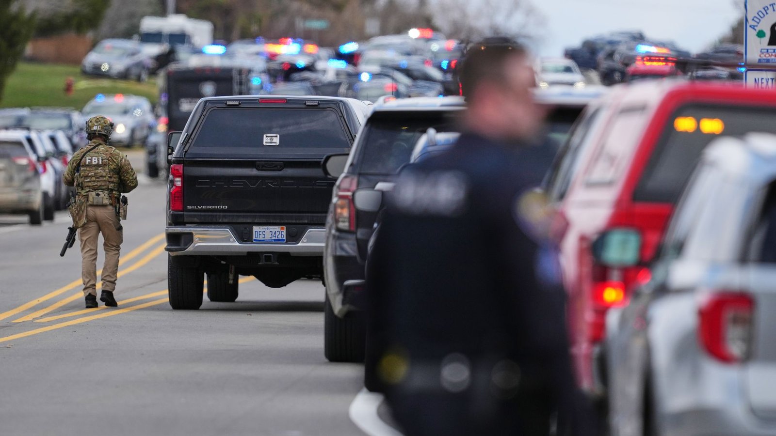 Gunman who drove car at US synagogue full of children is shot dead